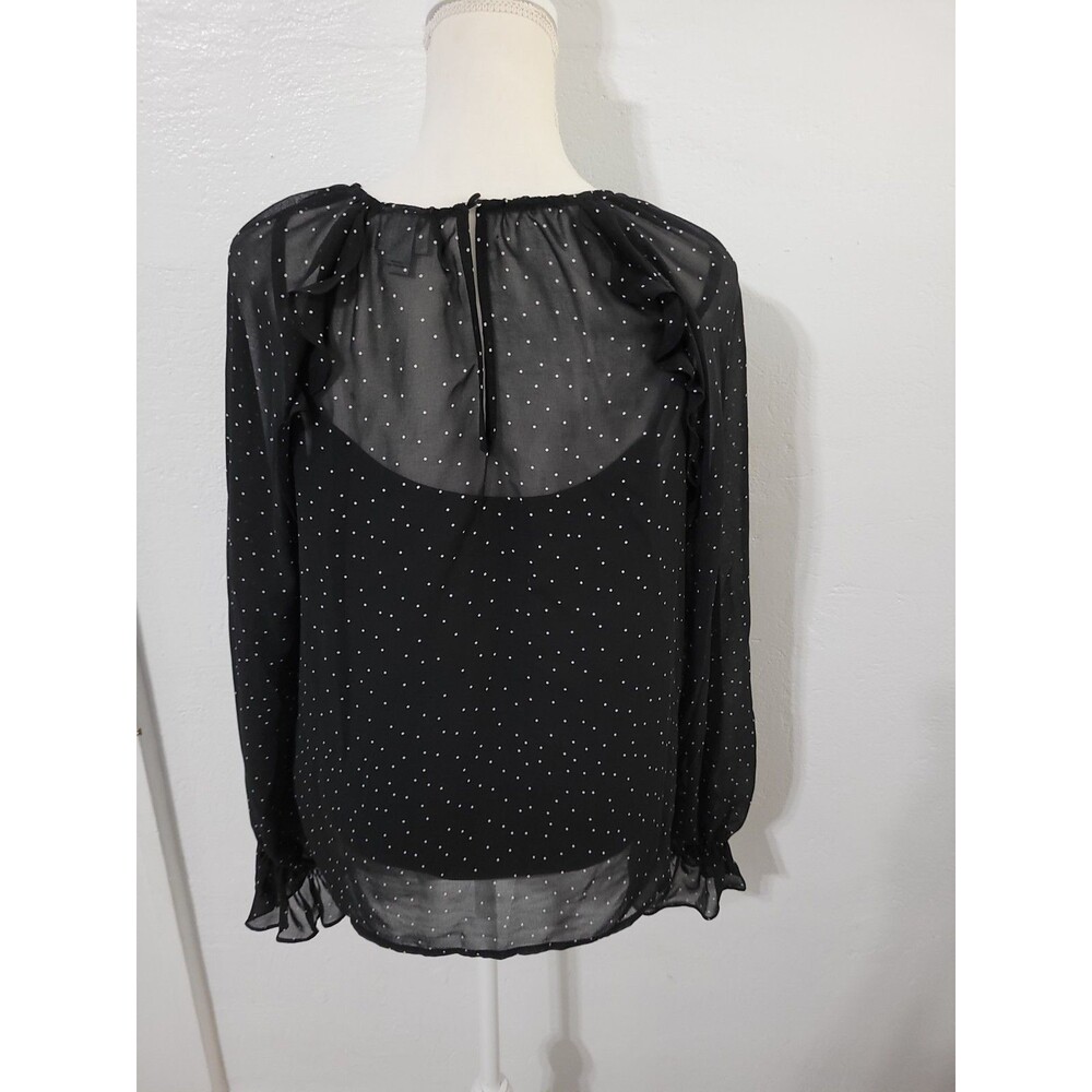 Black Polkadot Sheer top whimsigoth gothchic flowy sleeves dark romantic